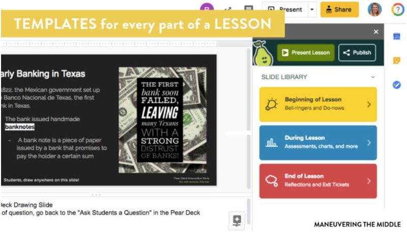 Templates for every part of a lesson screenshot