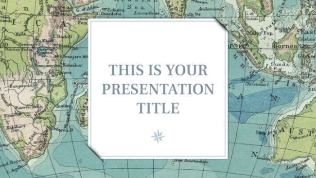 Map themed Google slides template reading 