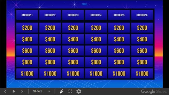 Google Slides Templates Jeopardy