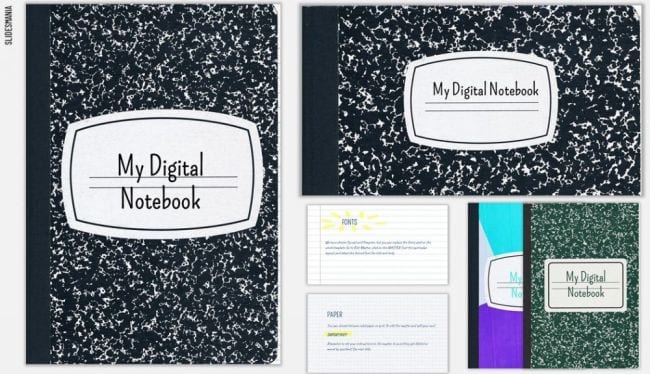 My Digital Notebook Google slides template, themed to look like a composition book