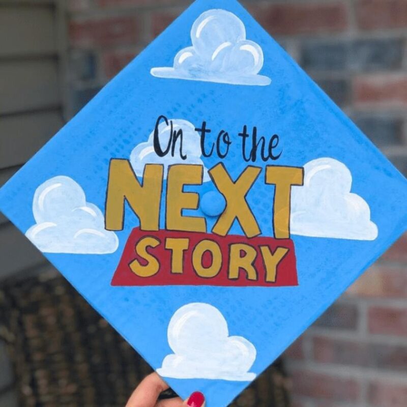 This graduation cap design is so perfect because Toy Story is all about the important transitions we face when growing up.