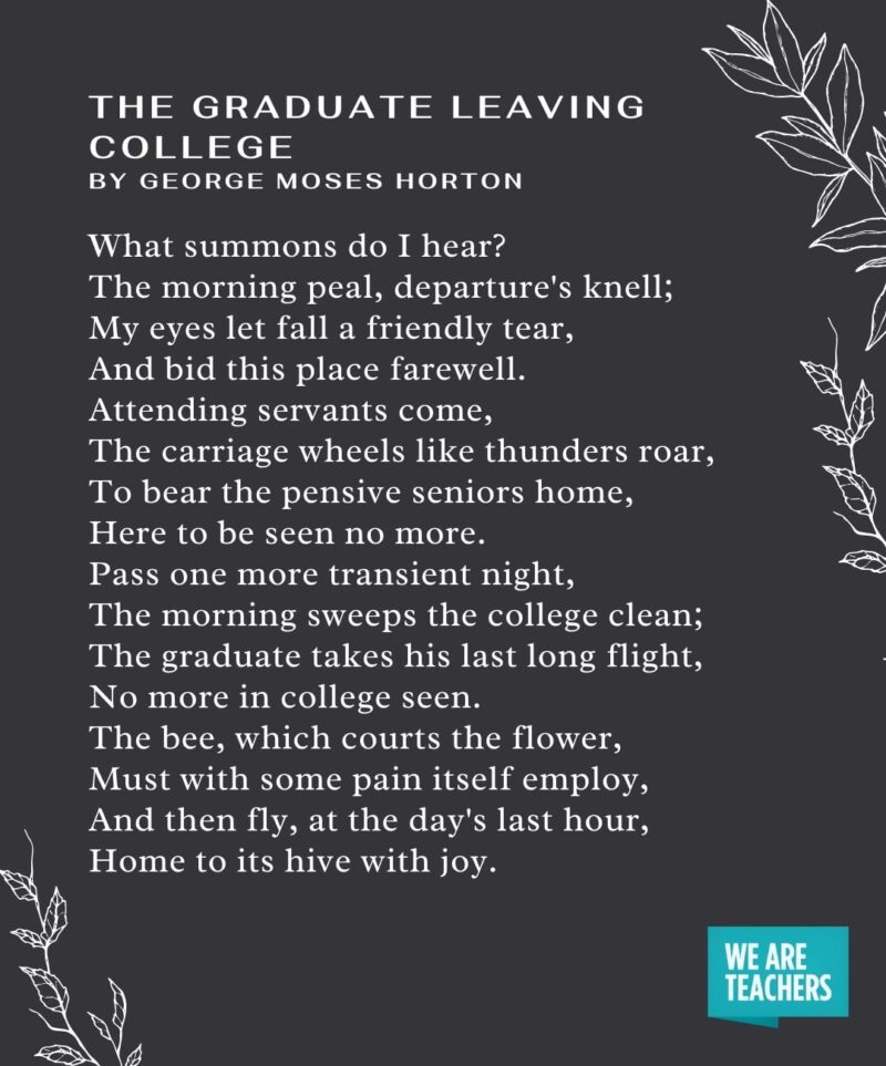 Text of the poem The Graduate Leaving College by George Moses Horton