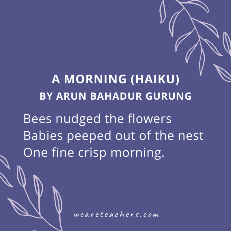 A Morning (Haiku) by Arun Bahadur Gurung “Bees nudged the flowers…” Haiku Poems for Kids