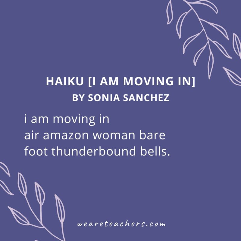 Haiku (i am moving in) by Sonia Sanchez.