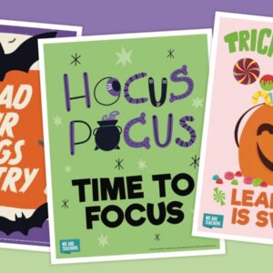 Three colorful printable Halloween classroom posters