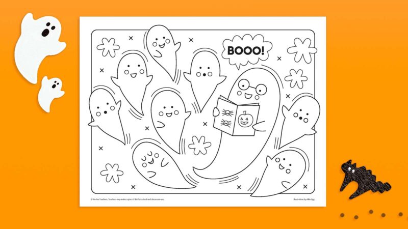 Ghosts reading - Halloween coloring page