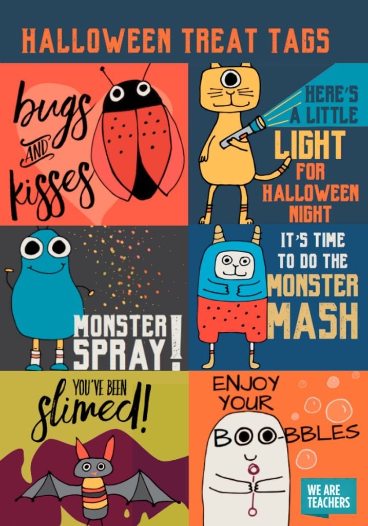 Halloween-treat-tags Collage of printable Halloween treat tags.