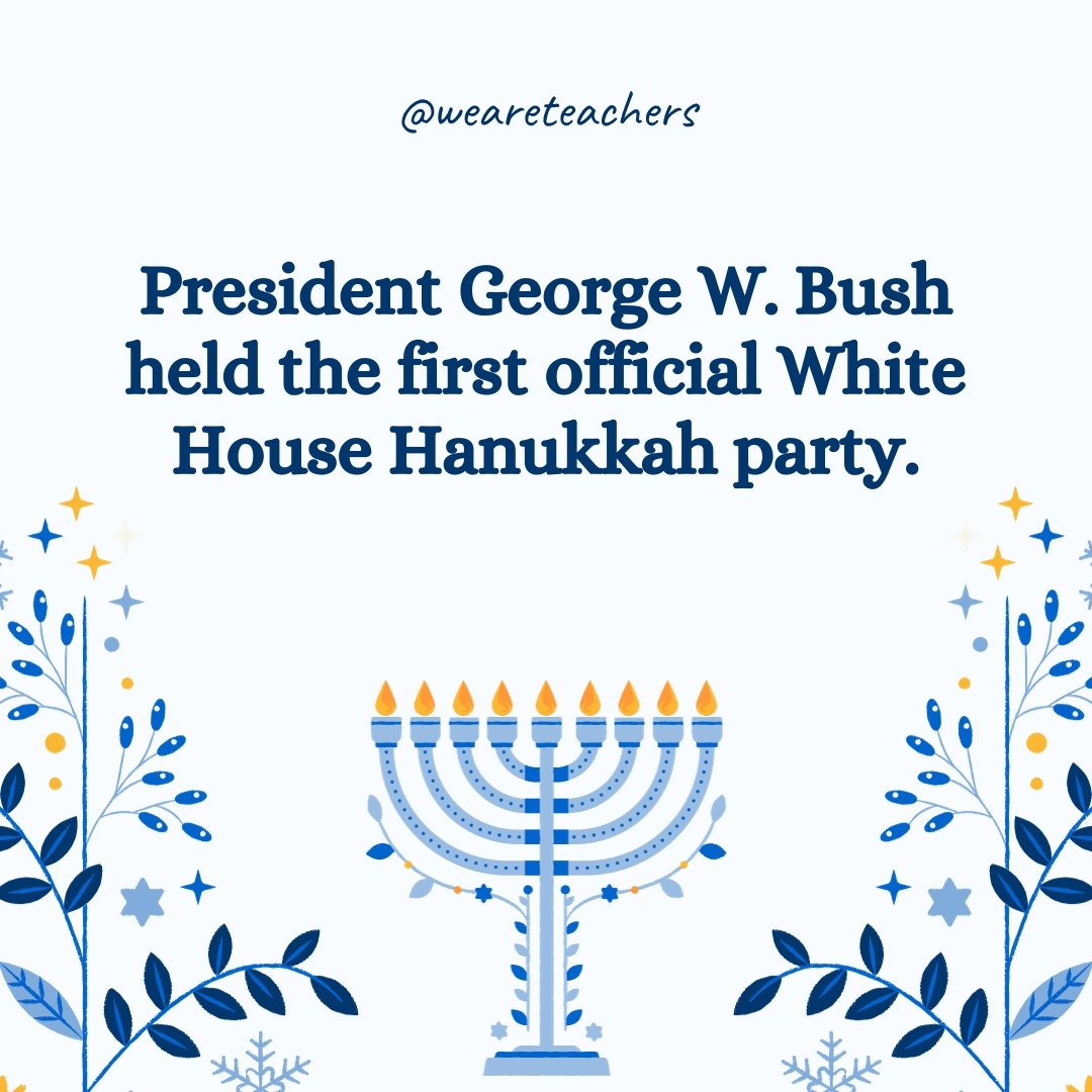 President George W. Bush held the first official White House Hanukkah party.