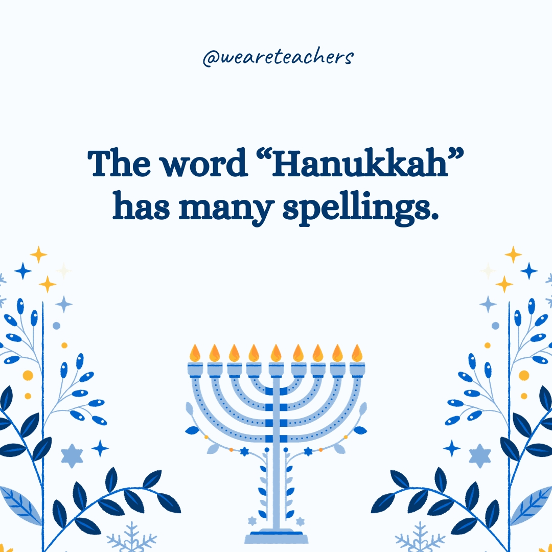 The word "Hanukkah" has many spellings.- Hanukkah facts