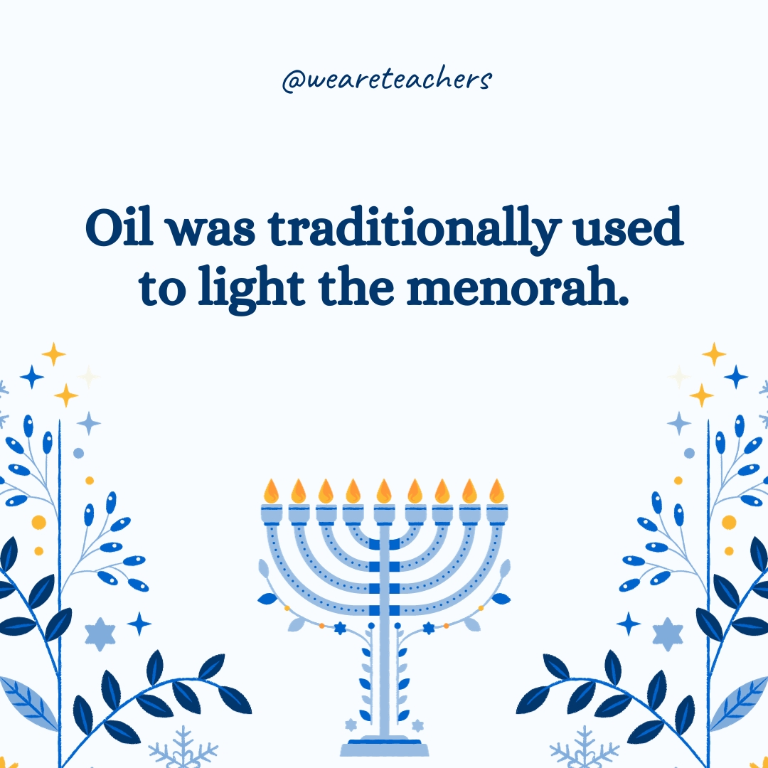 Oil was traditionally used to light the menorah.