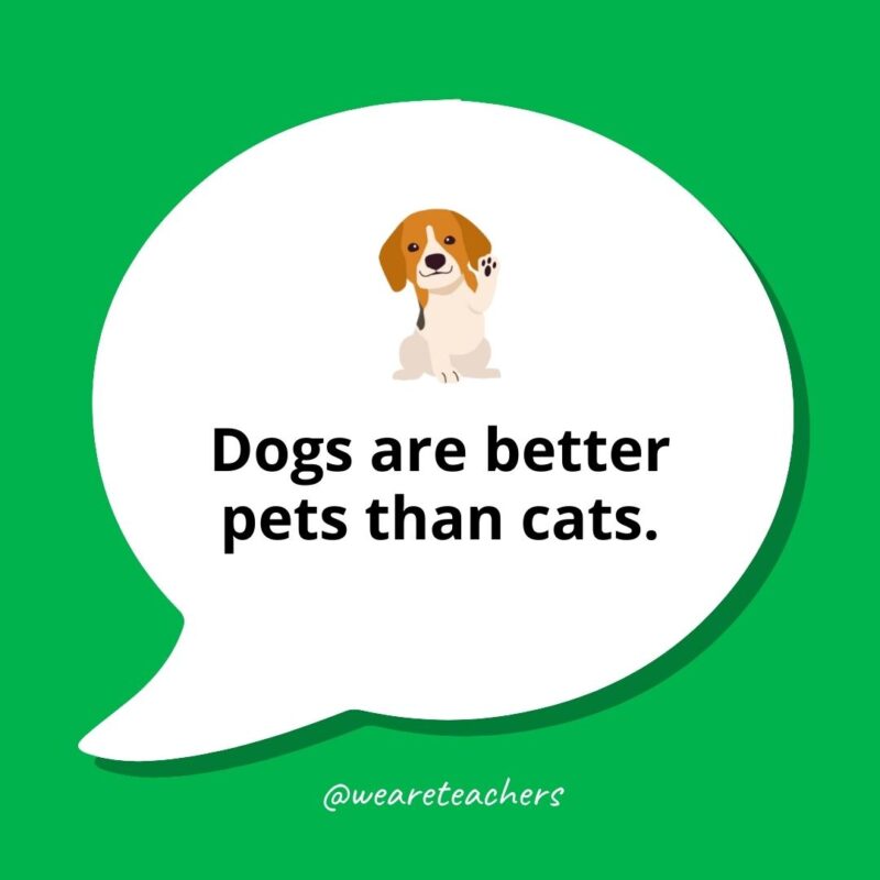 Dogs are better pets than cats. 