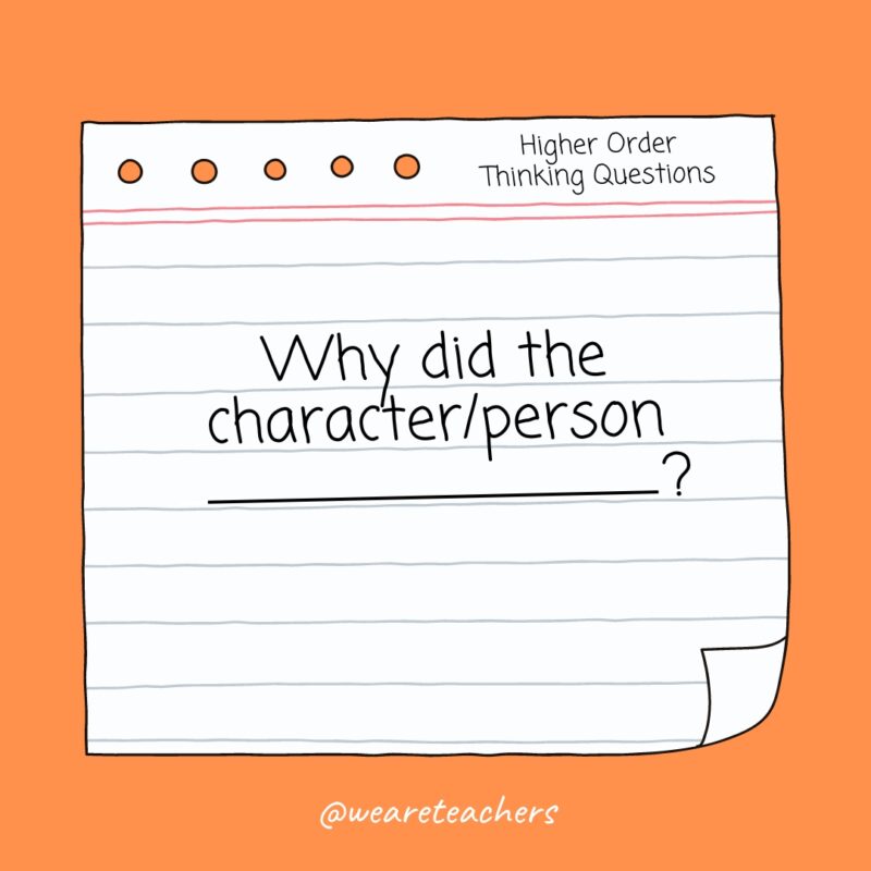 Why did the character/person ____________?
