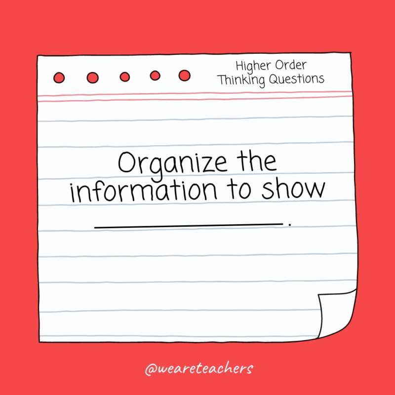 Organize the information to show __________.