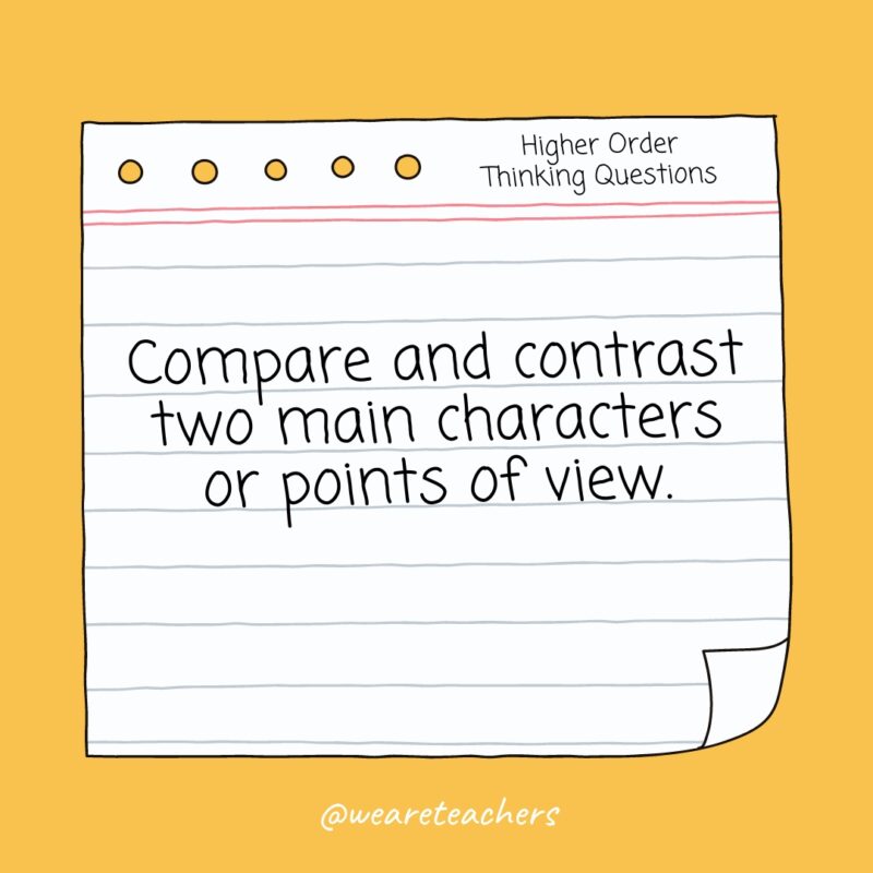 Compare and contrast two main characters or points of view.