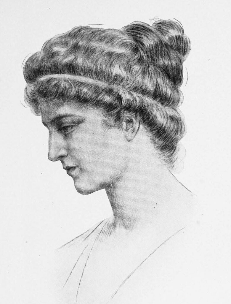 Famous Philosophers include Hypatia shown here in a side profile sketch