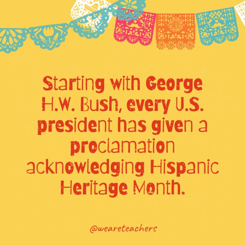 بدءاً من جورج بوش الأب، أصدر كل رئيس أميركي إعلاناً يعترف فيه بشهر التراث الإسباني.