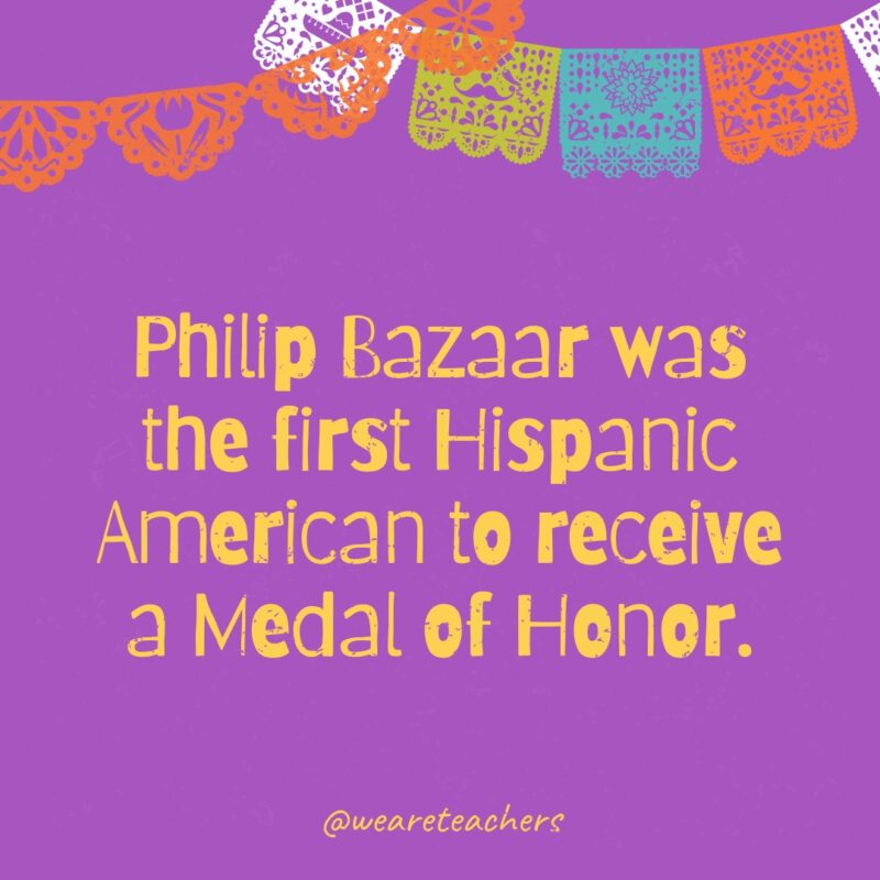 Philip Bazaar was the first Hispanic American to receive a Medal of Honor.
