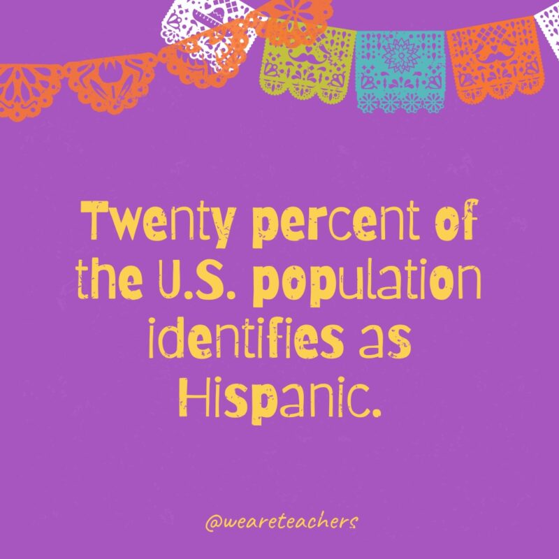 عشرون بالمائة من سكان الولايات المتحدة يُعرفون بأنهم من أصل إسباني.