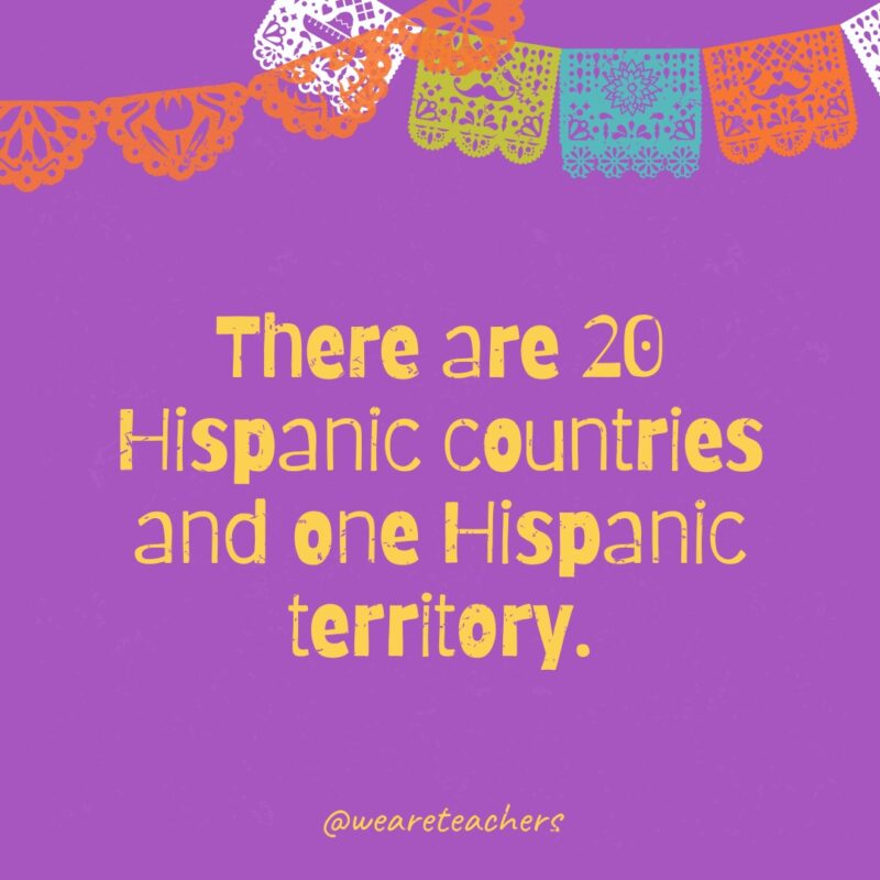 There are 20 Hispanic countries and one Hispanic territory.