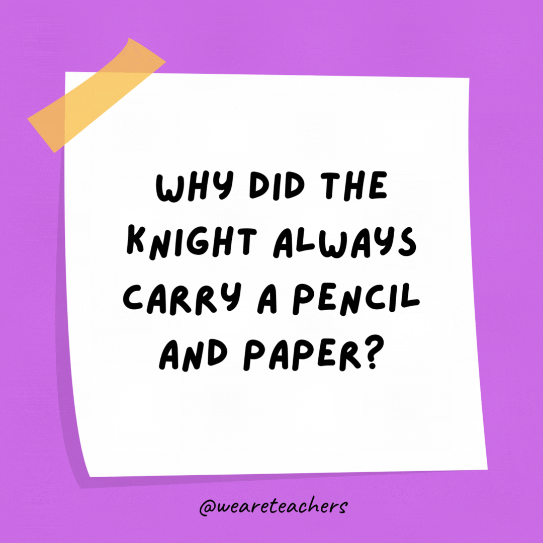 Why did the knight always carry a pencil and paper?