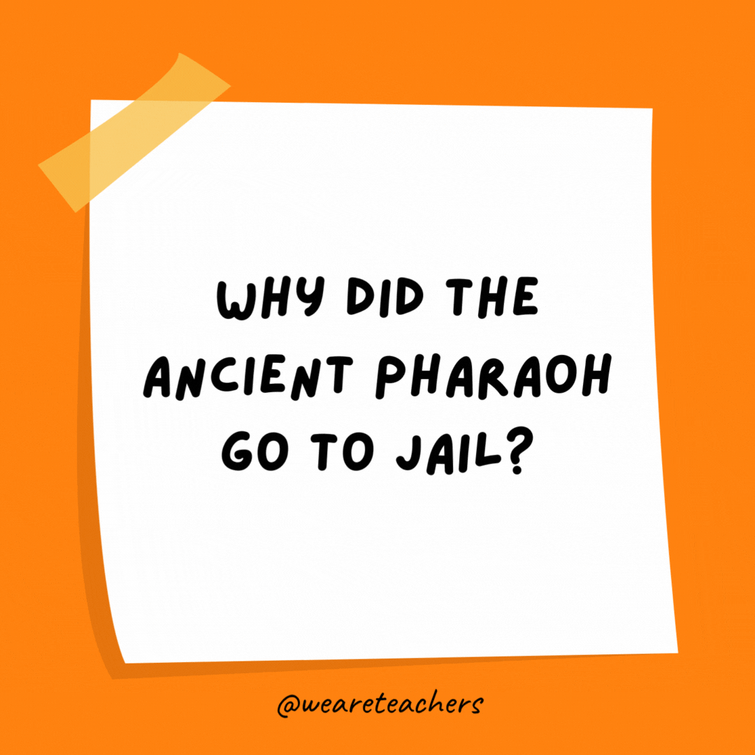 Why did the ancient Pharaoh go to jail?