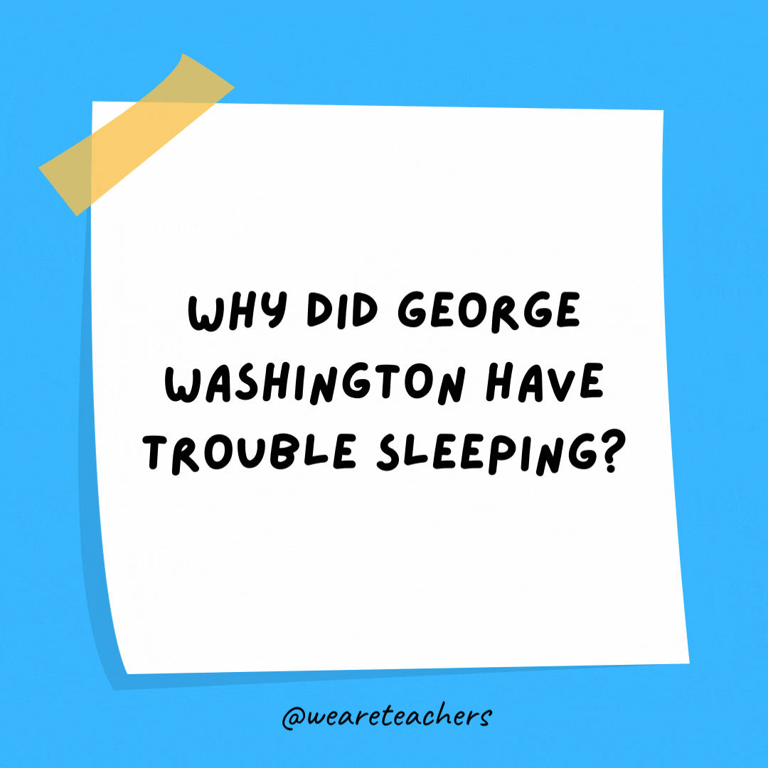 Why did George Washington have trouble sleeping?