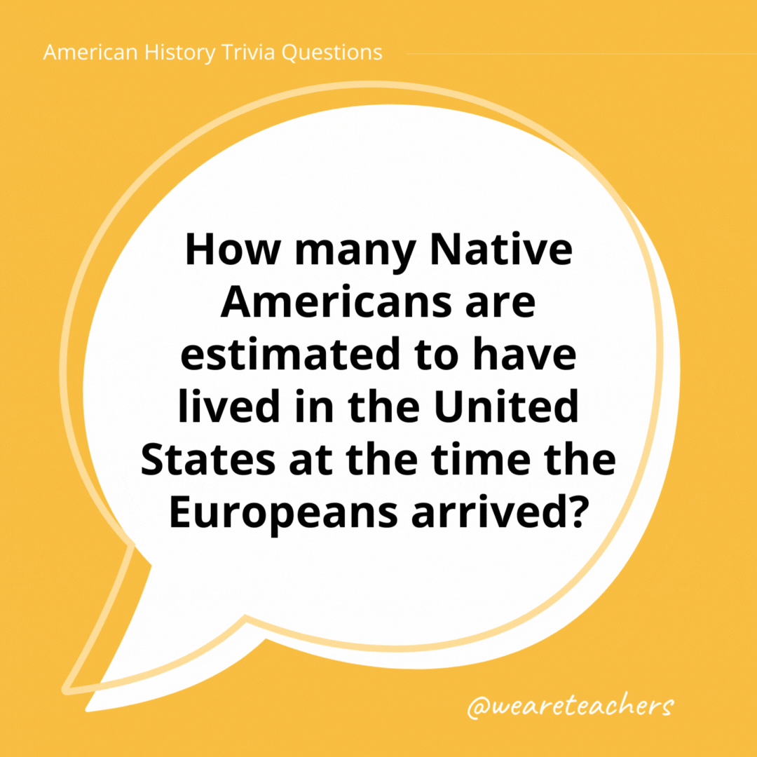 How many Native Americans are estimated to have lived in the United States at the time the Europeans arrived?

Scholars vary widely on the number of Indigenous people at that time, but it's estimated at 18 million to 20 million people.