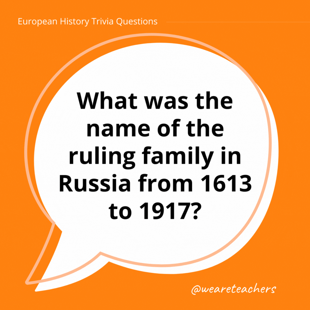 What was the name of the ruling family in Russia from 1613 to 1917?

The Romanov dynasty.- history trivia