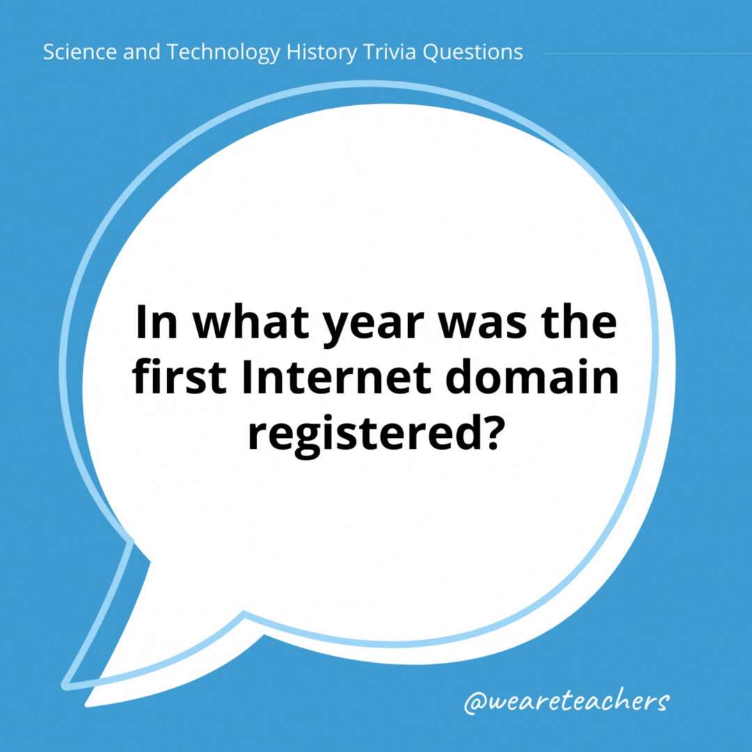 In what year was the first Internet domain registered?

In 1985, and the domain name was Symbolics.com.- history trivia