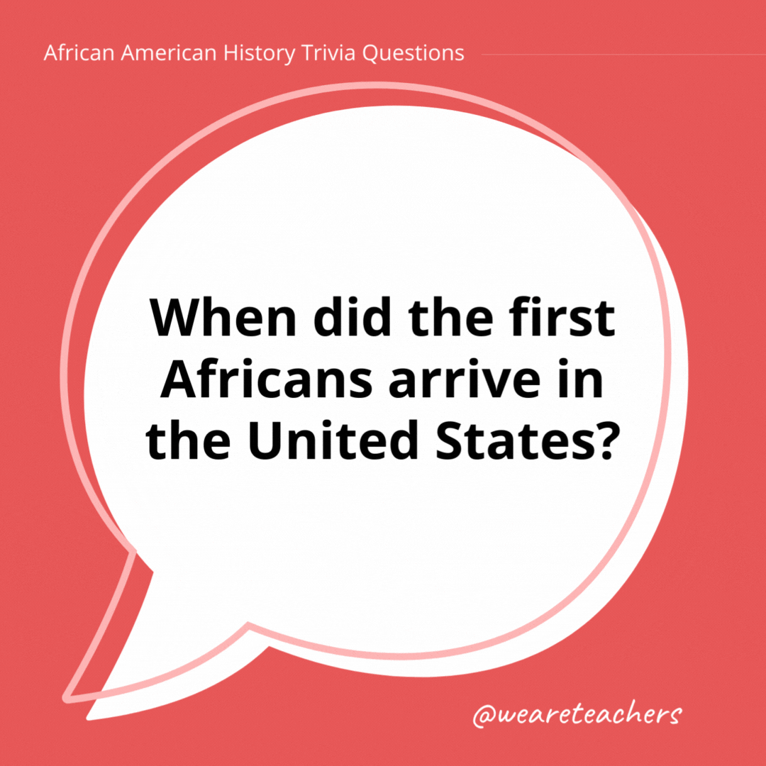 When did the first Africans arrive in the United States?