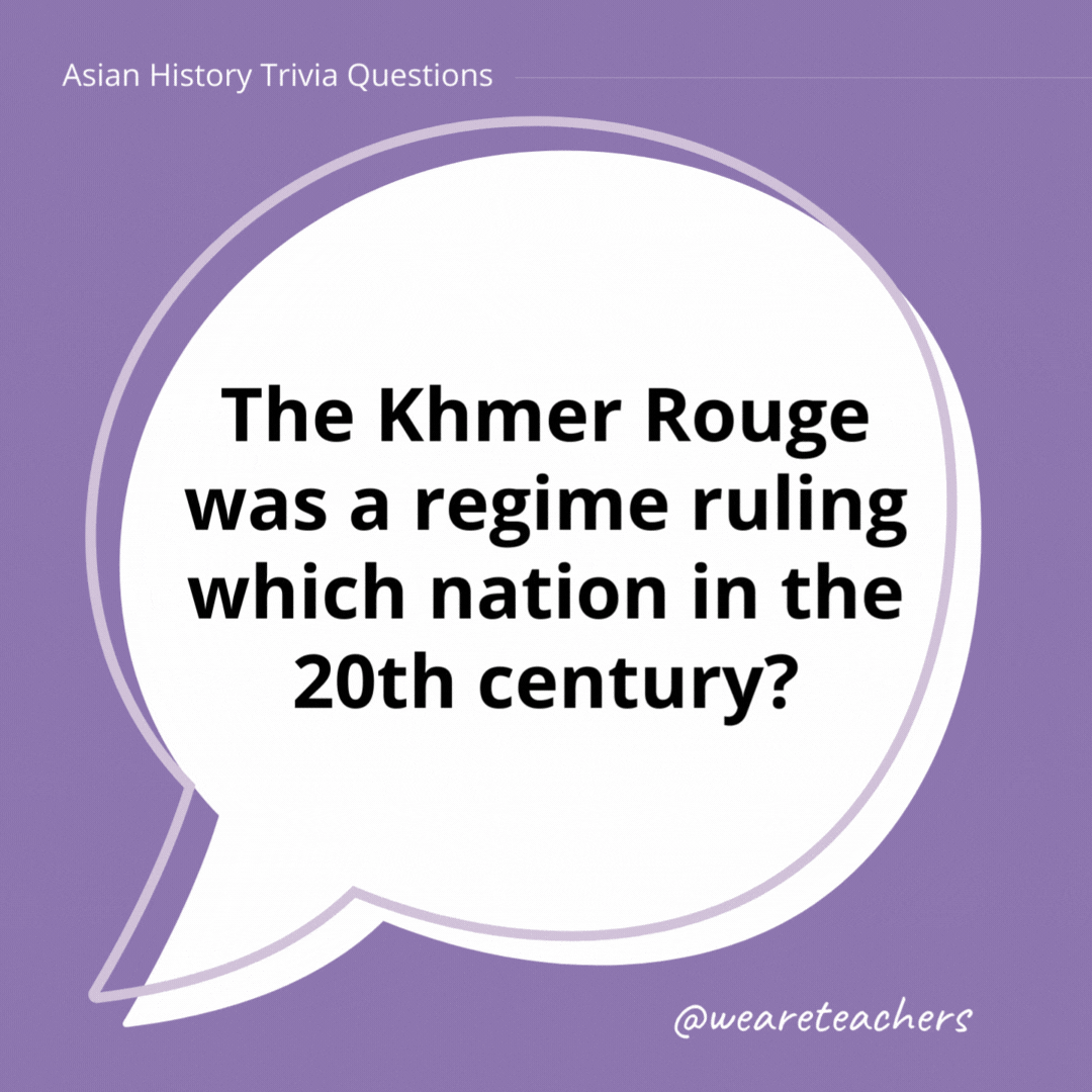 The Khmer Rouge was a regime ruling which nation in the 20th century? 

The radical Communist movement ruled Cambodia from 1975 to 1979.- history trivia