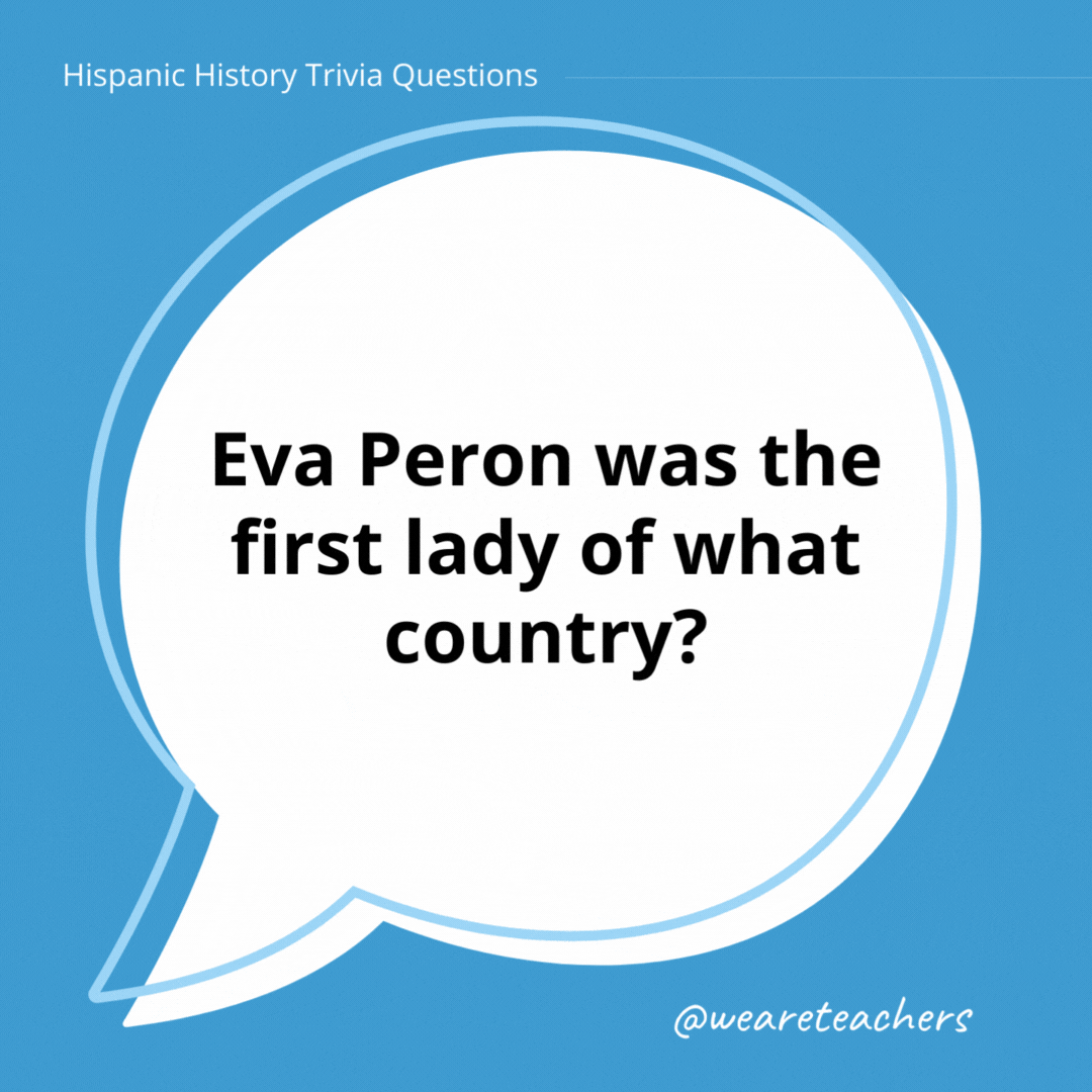 Eva Peron was the first lady of what country?

Argentina.