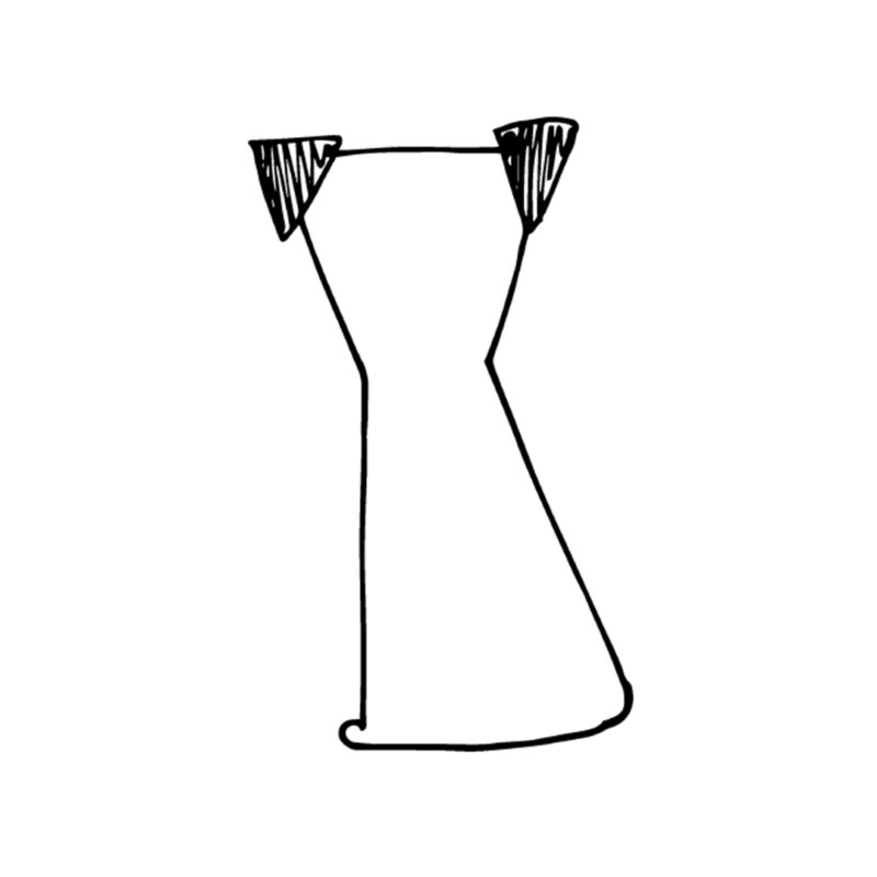 A simple outline of a dog is shown in this second step of how to draw a dog. The only detail is the two dog ears that are drawn as upside down triangles.