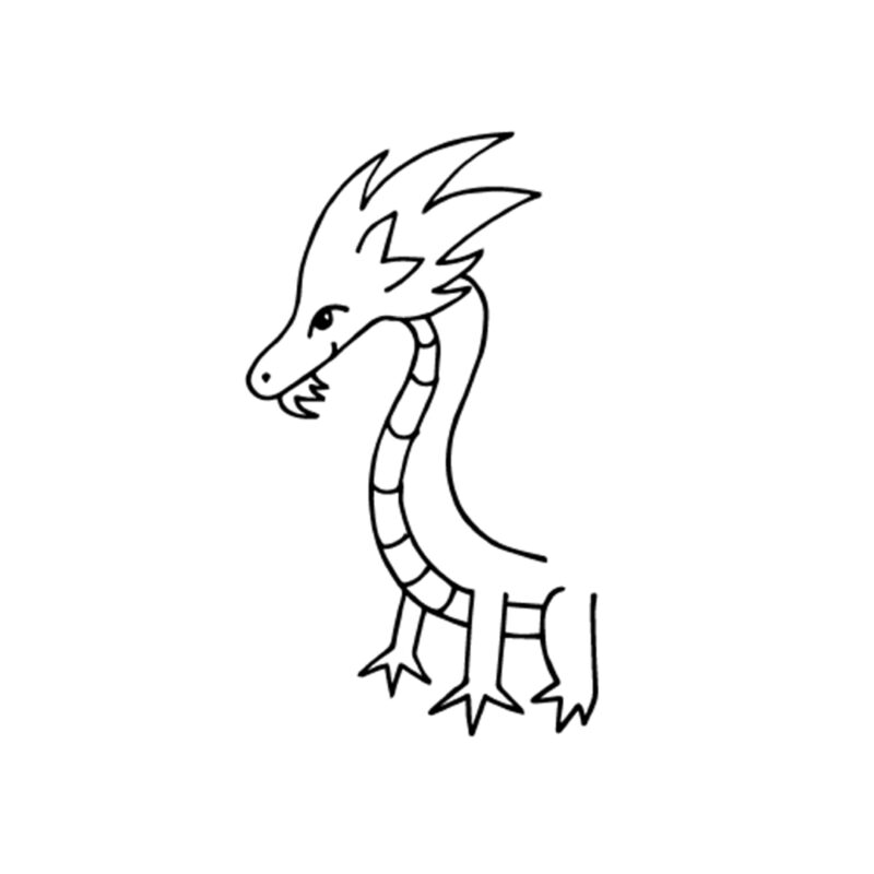 A dragon's head, face, three legs, and the beginning of a neck and body are shown.