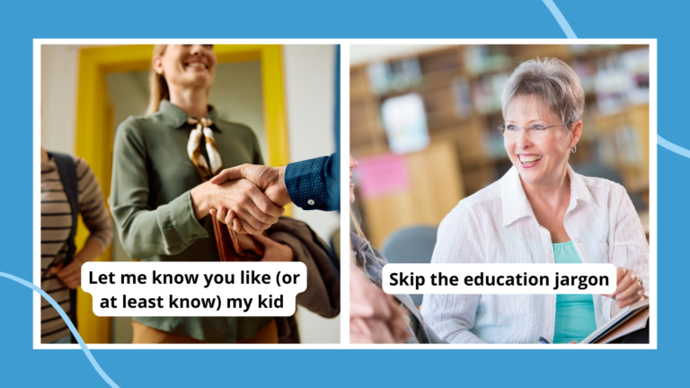 Paired images about navigating parent conferences