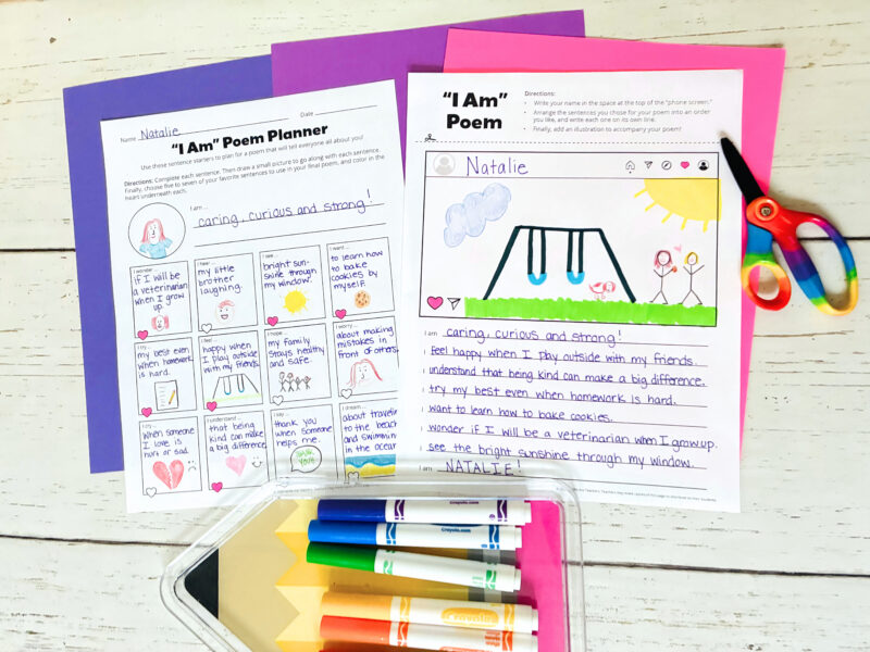 two examples of I am poem worksheets
