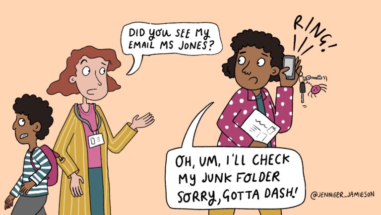 Illustration of teacher struggling with uninvolved parents