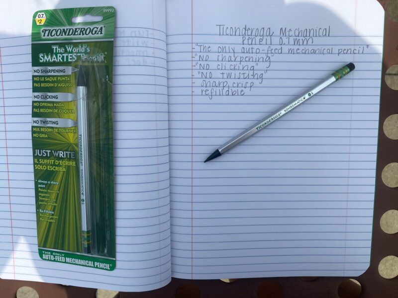 Ticonderoga Mechanical Pencil on paper as an example of best pencils
