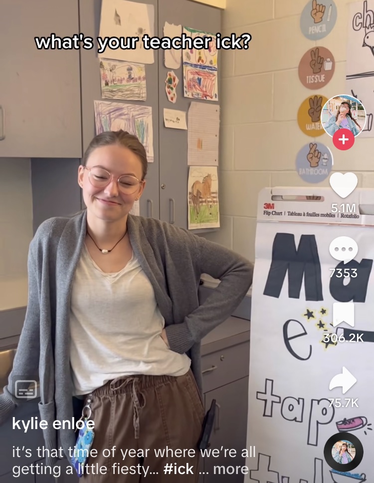 Screenshot of teacher in TIkTok about teacher icks