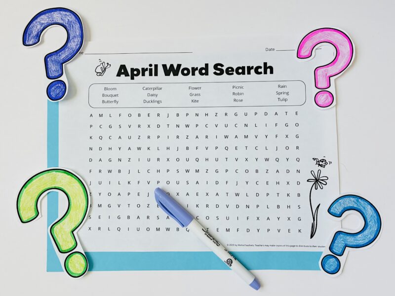 April Fools Jokes for Teachers to Play on Students an image of a fun unsolvable word search printable for April Fool's Day