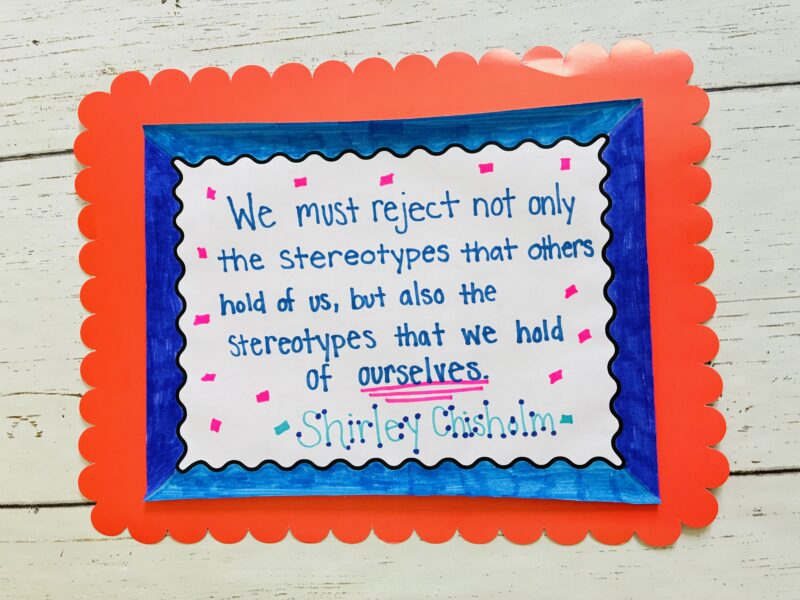 an image of a Women's History Month activity: a famous woman from history quote poster