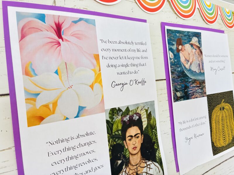 an image of a Women's History Month activity: women artists gallery walk