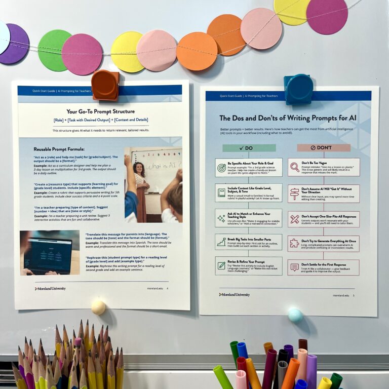 Image of two pages of the AI guide for teachers
