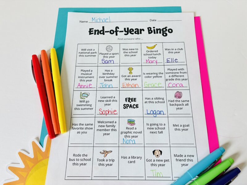 End of Year Activities an end of year activity printable activity for students