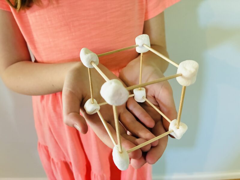 an image of a fine motor activity that has students build a snack sculpture of marshmallows and toothpicks