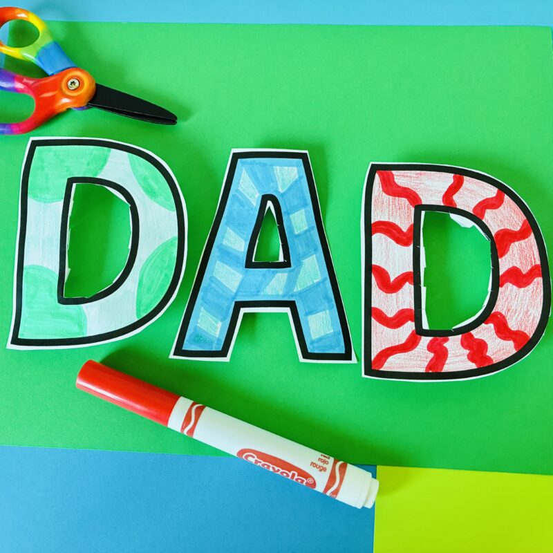 a Father's Day craft with a 3D "dad" cutout