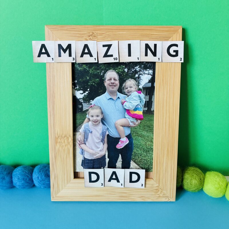 an image of a Father's Day frame made with scrabble pieces