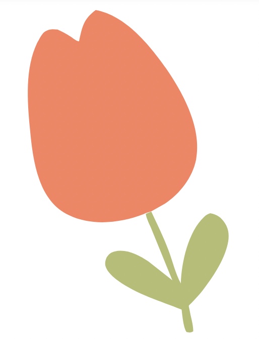 orange tulip with green stem flower printable 
