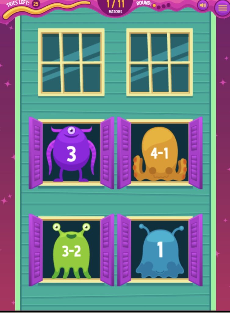 monster subtraction online game 