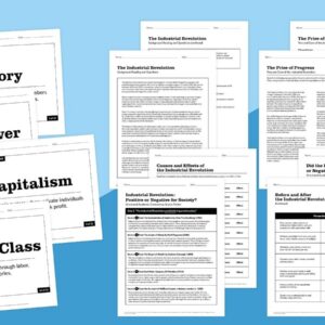 Images of worksheets about the Industrial Revolution.